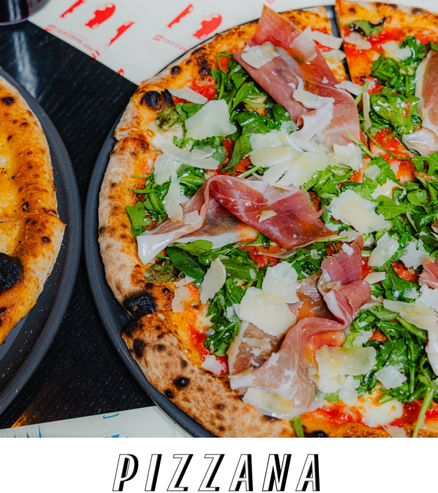 Pizza with Pizzana logo